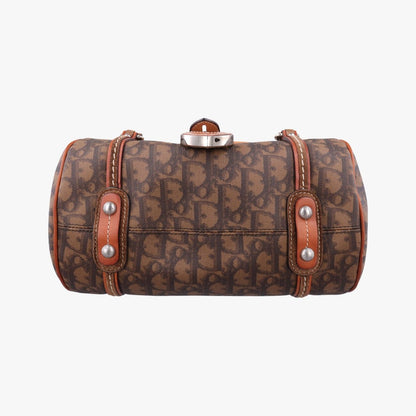 Dior Romantic Trotter Brown Jacquard Leather Velour Handbag — view 3