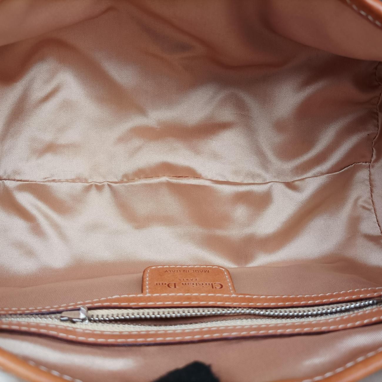 Dior Romantic Trotter Brown Jacquard Leather Velour Handbag — view 9