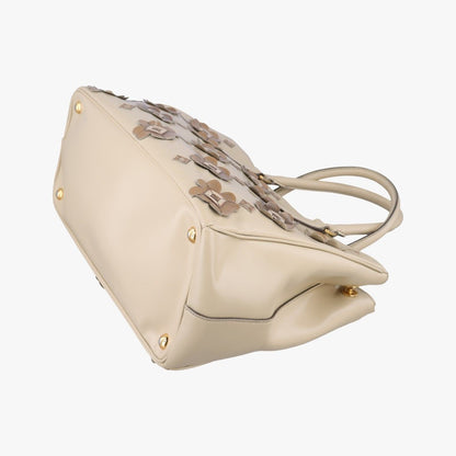 Prada Galleria Flowers Double Zip Beige Leather Handbag — view 6
