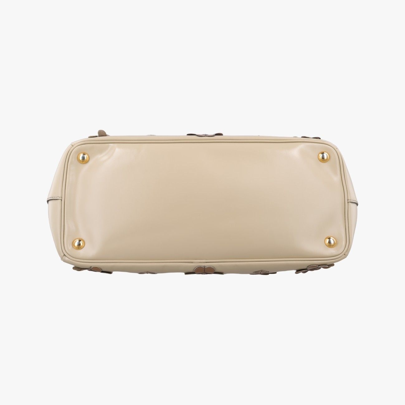 Prada Galleria Flowers Double Zip Beige Leather Handbag — view 3