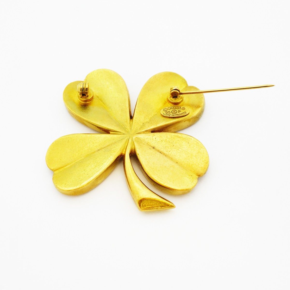 Chanel Brooch Vintage CC Logo Clover Motif Gold Plated — view 6