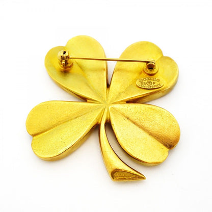 Chanel Brooch Vintage CC Logo Clover Motif Gold Plated — view 5