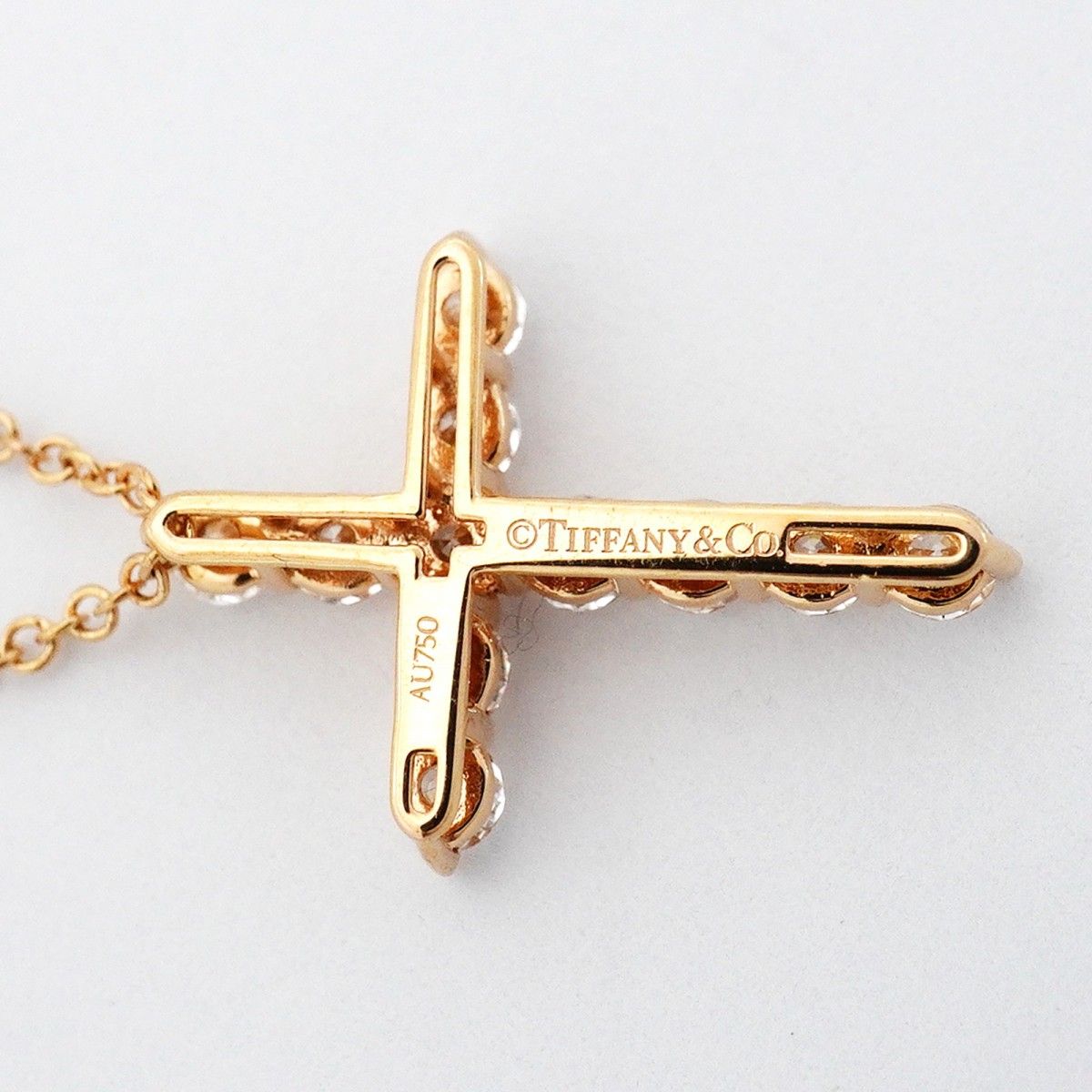 Tiffany & Co Necklace Small Cross 18k Pink Gold Diamond — view 6