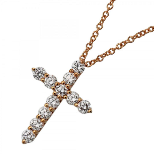 Tiffany & Co Necklace Small Cross 18k Pink Gold Diamond