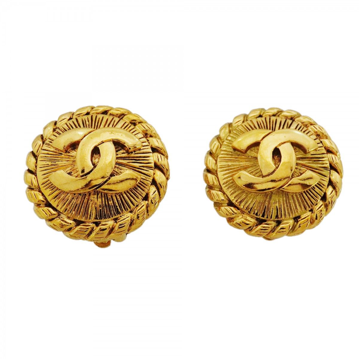 Chanel Earrings Vintage CC Logo Round
