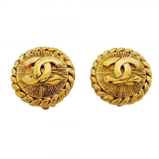 Chanel Earrings Vintage CC Logo Round