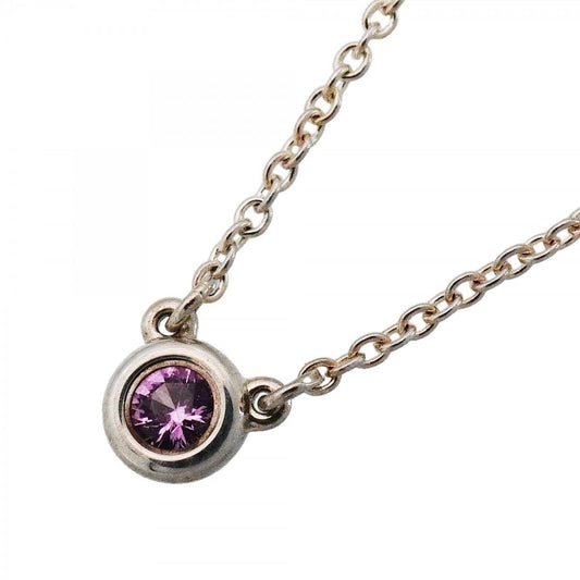 Tiffany & Co Necklace by the Yard 925 Sterling Silver Pink Saffiano