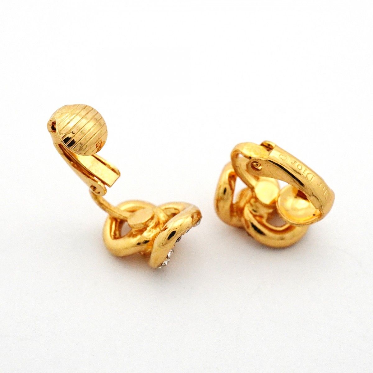 Dior Earrings Gold Plated Rhinestone — view 3