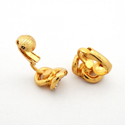 Dior Earrings Gold Plated Rhinestone — view 3
