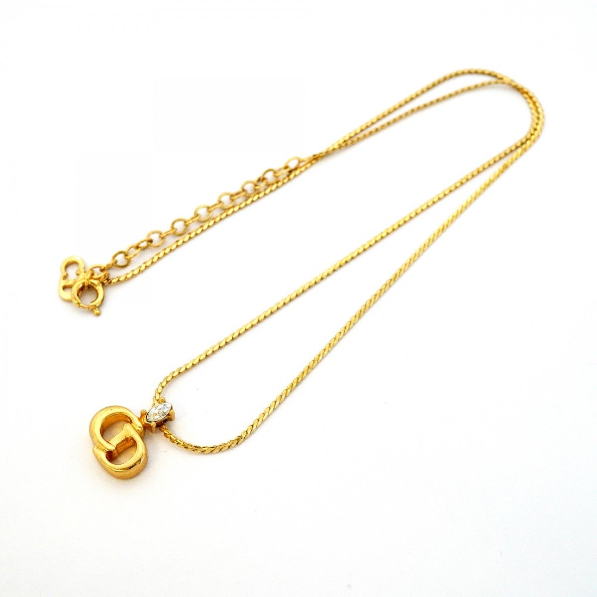 Dior Necklace CD Logo Gold Plated Rhinestone — view 3