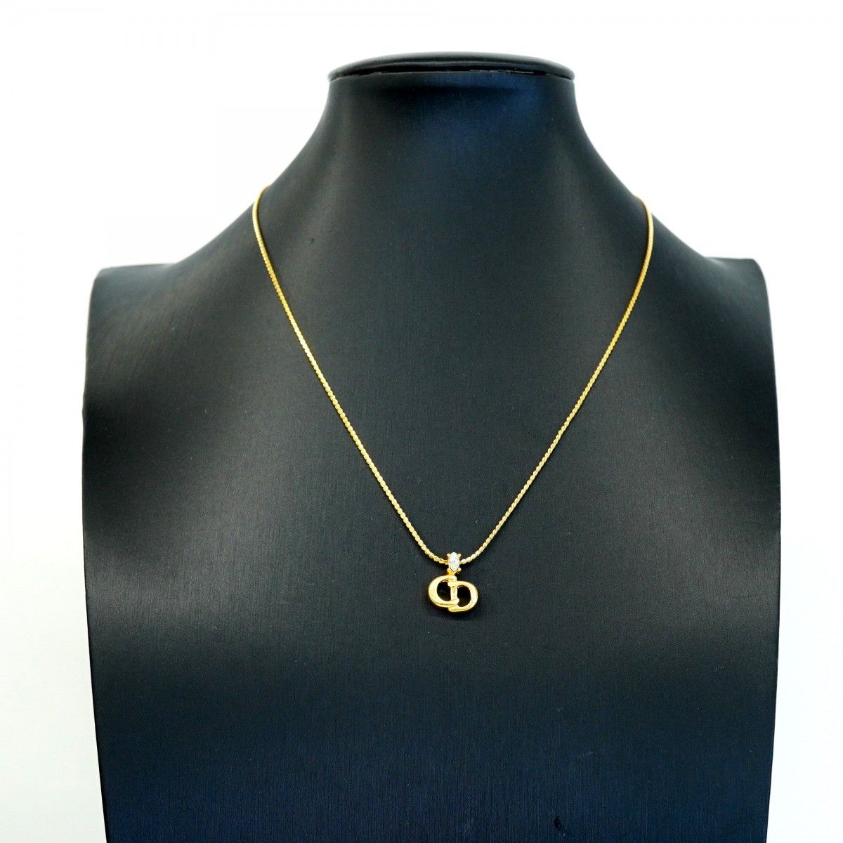 Dior Necklace CD Logo Gold Plated Rhinestone — view 5