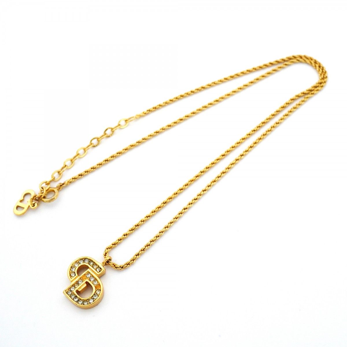 Dior Necklace CD Logo Gold Plated Rhinestone — view 3