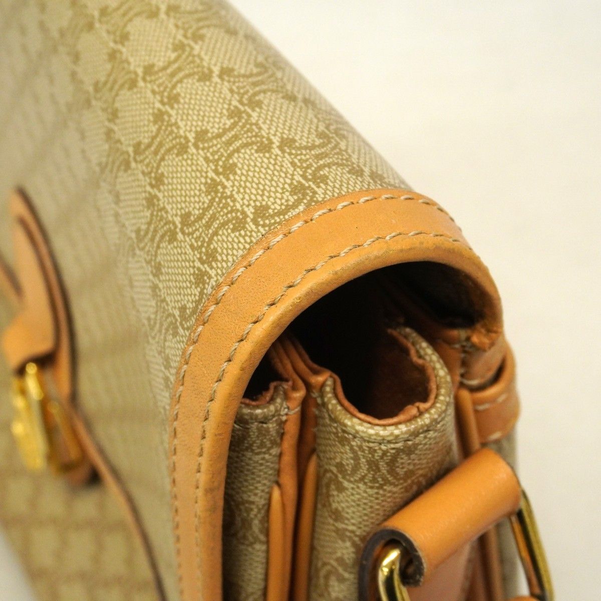 Celine Shoulder Bag Macadam Brown Gold — view 7