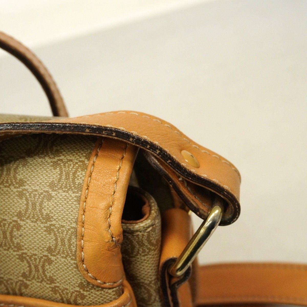 Celine Shoulder Bag Macadam Brown Gold — view 9