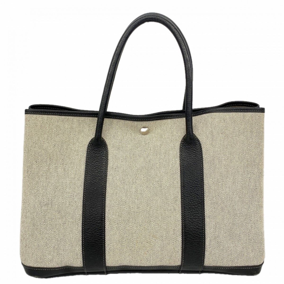 Hermes Tote Garden Party PM Toile Ash Black Beige Silver