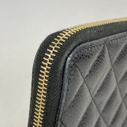 Chanel Wallet Quilted Caviar Leather Black Gold — view 6