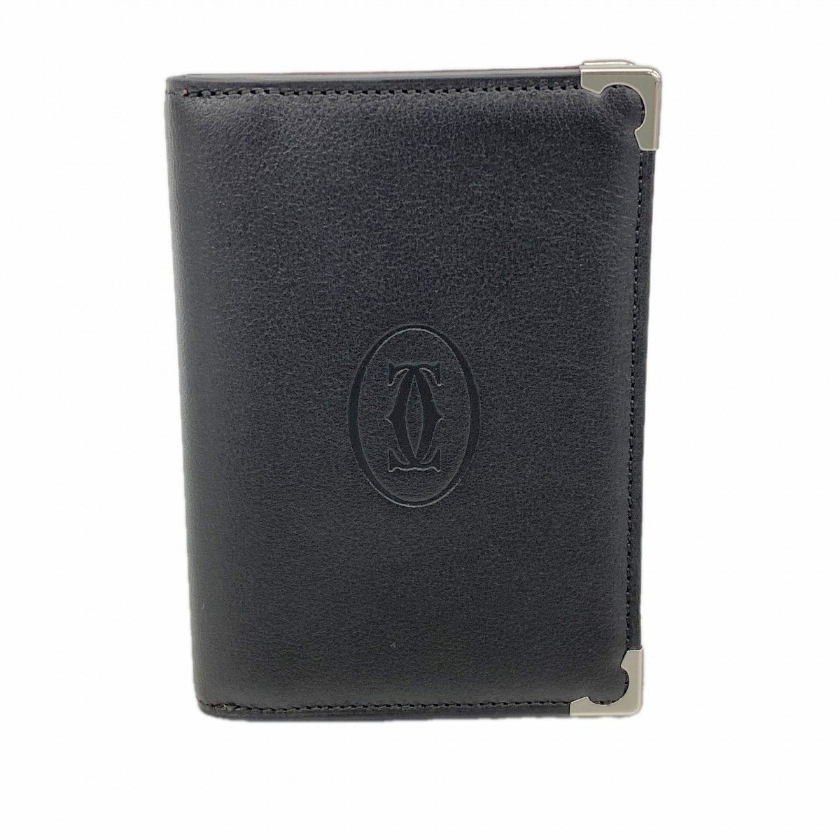 Cartier Card Case Must Leather Black Silver