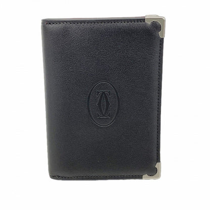 Cartier Card Case Must Leather Black Silver