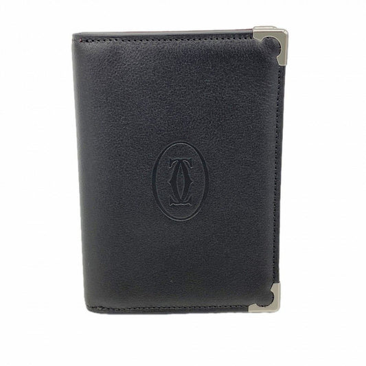 Cartier Card Case Must Leather Black Silver