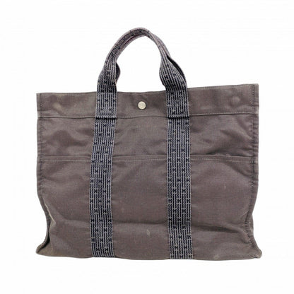 Hermes Tote Her Line MM Canvas Gray Silver