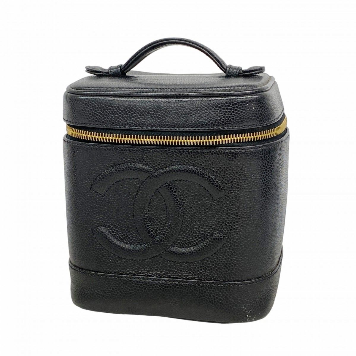Chanel Vanity Bag Caviar Leather Black Gold