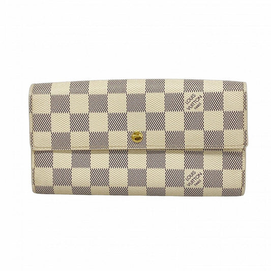 Louis Vuitton Wallet Damier Azur Portefeuille Sarah White