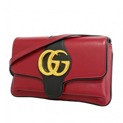 Gucci Shoulder Bag GG Marmont Leather Red Gold