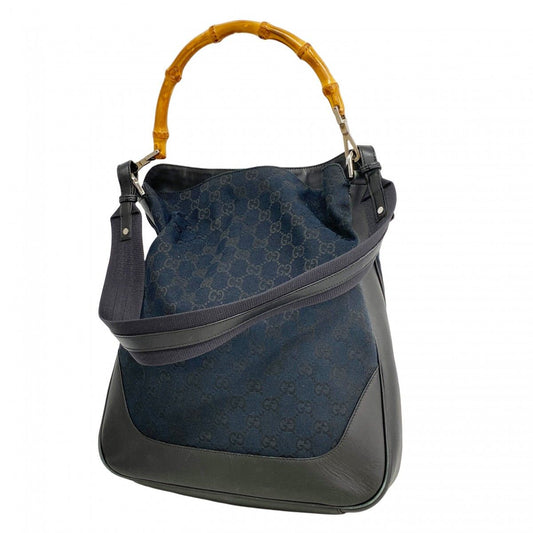 Gucci Handbag GG Canvas Black Silver 2-Way