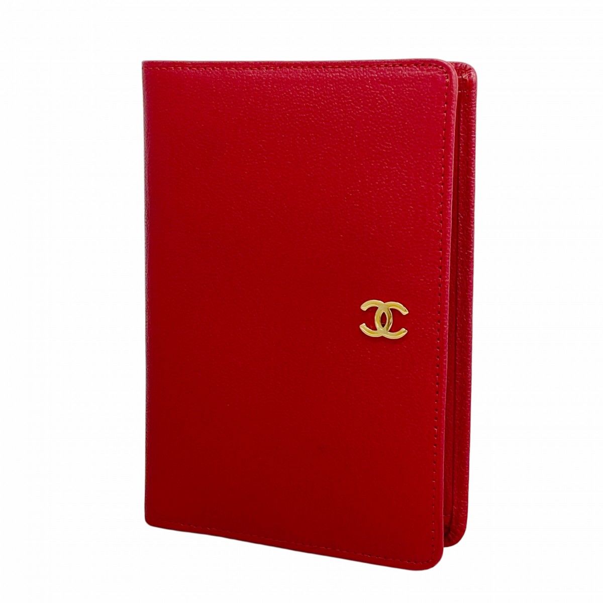 Chanel Wallet Leather Red Gold