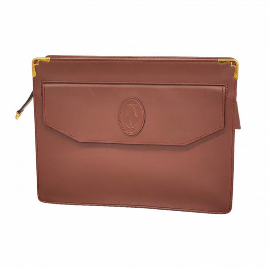 Cartier Clutch Must Leather Bordeaux Gold