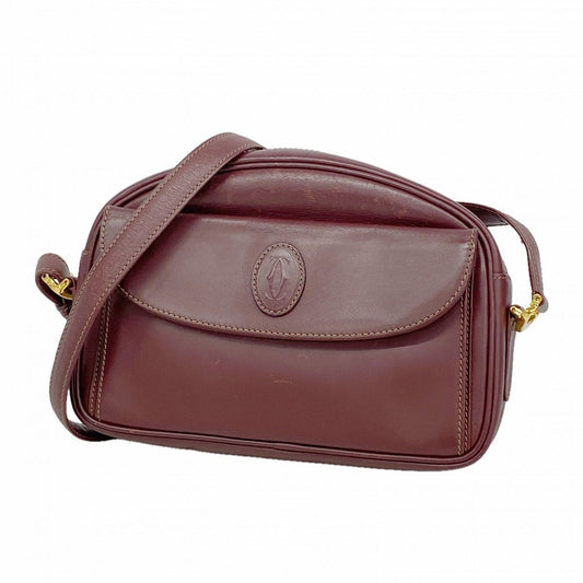 Cartier Shoulder Bag Must Leather Bordeaux Gold