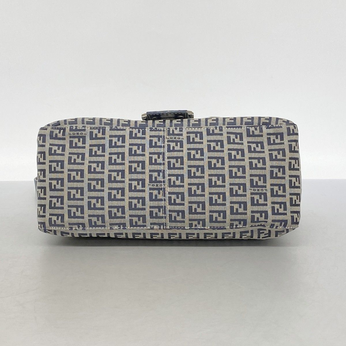 Fendi Handbag Zucchino Mamma Bucket Nylon Canvas Navy Beige Silver — view 3