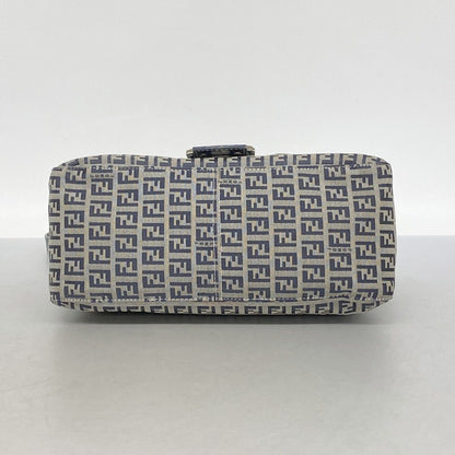 Fendi Handbag Zucchino Mamma Bucket Nylon Canvas Navy Beige Silver — view 3