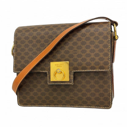 Celine Shoulder Bag Macadam Brown Gold