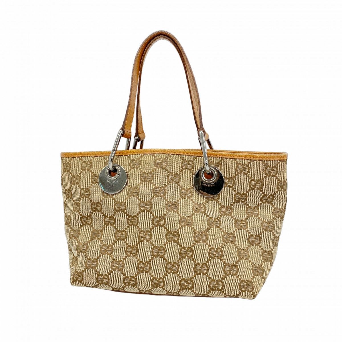 Gucci Handbag GG Canvas Beige Silver