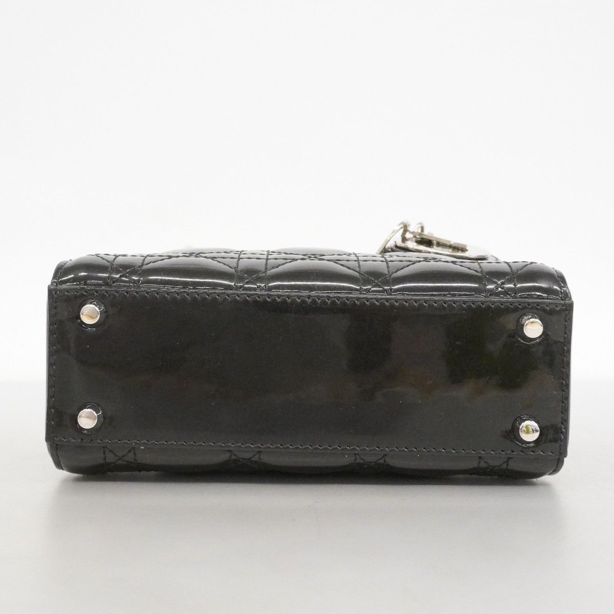 Dior Handbag Cannage Lady Enamel Black Silver 2-Way — view 3