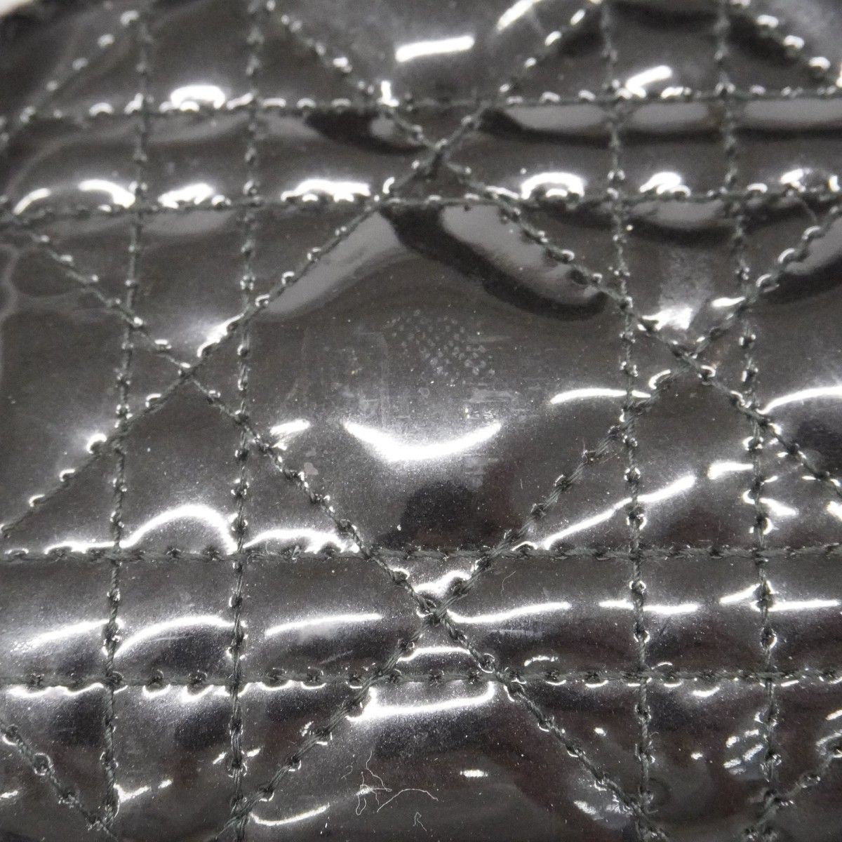 Dior Handbag Cannage Lady Enamel Black Silver 2-Way — view 6