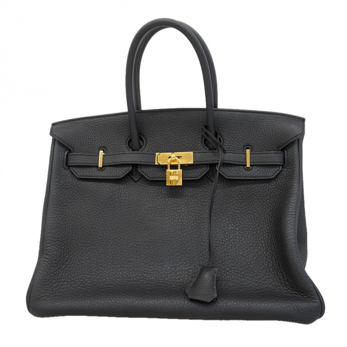 Hermes Handbag Birkin 35 Taurillon Clemence Black Gold