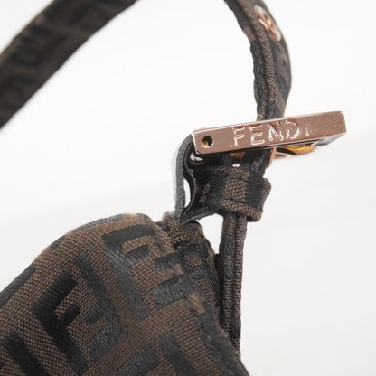 Fendi Handbag Zucchino Mamma Bucket Nylon Canvas Dark Brown Pink Gold — view 7