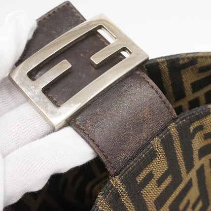 Fendi Handbag Zucca Nylon Canvas Brown Silver — view 6