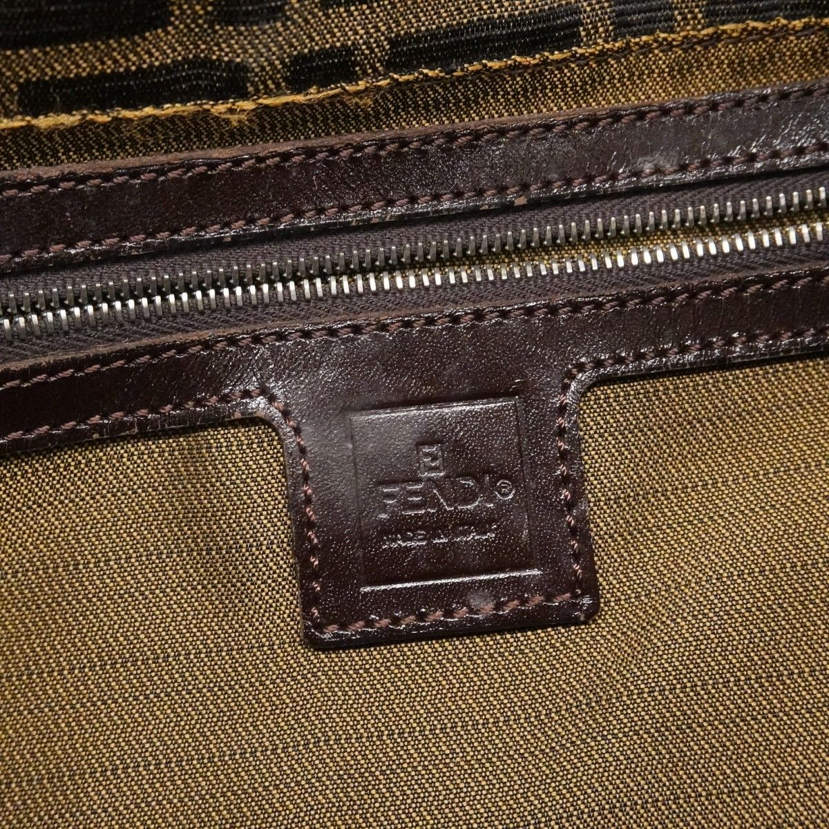 Fendi Handbag Zucca Nylon Canvas Brown Silver — view 5