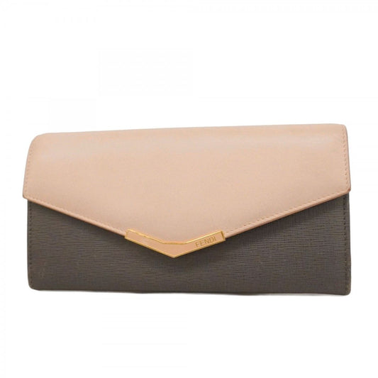 Fendi Wallet Leather Pink Gray Gold