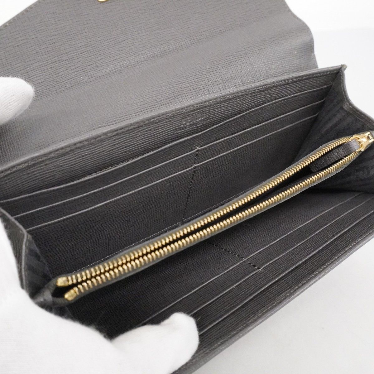 Fendi Wallet Leather Pink Gray Gold — view 3