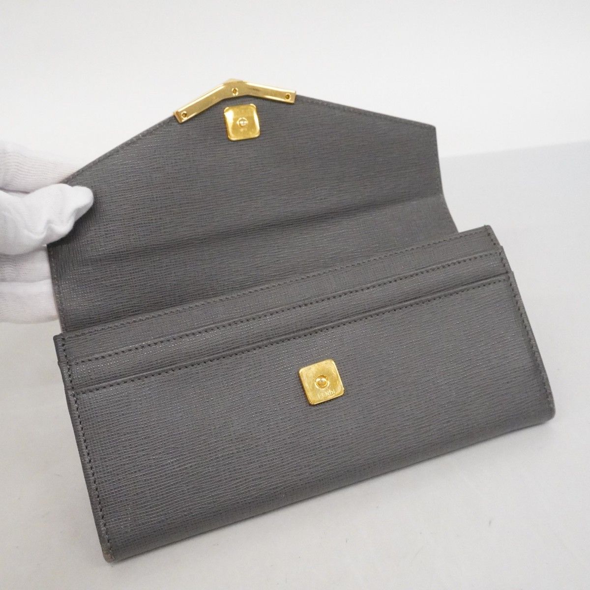 Fendi Wallet Leather Pink Gray Gold — view 9