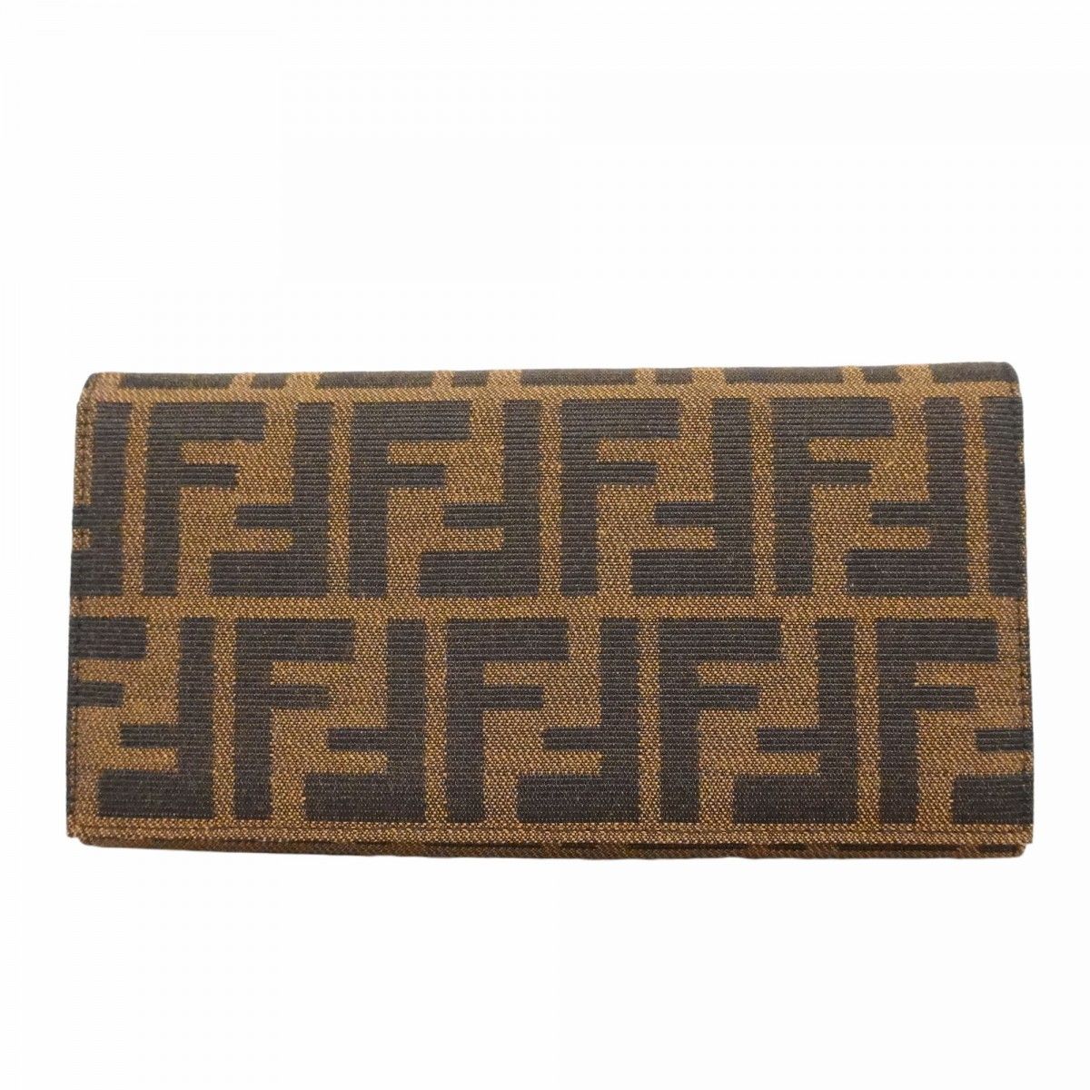 Fendi Wallet Zucca Nylon Canvas Brown Silver