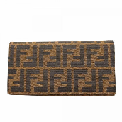 Fendi Wallet Zucca Nylon Canvas Brown Silver