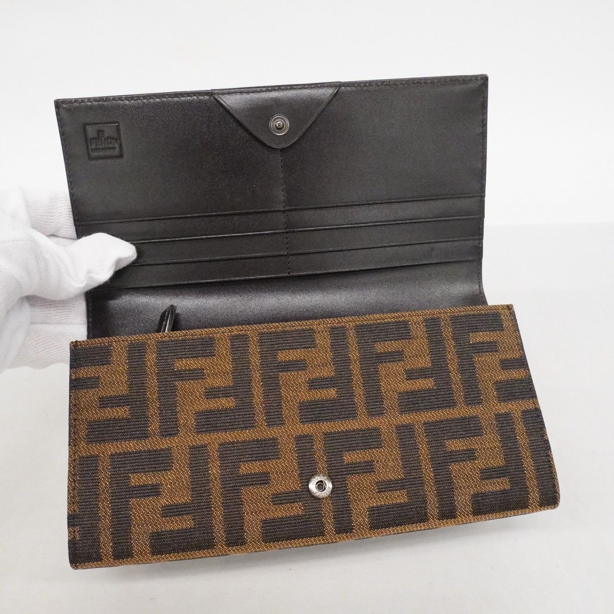 Fendi Wallet Zucca Nylon Canvas Brown Silver — view 7