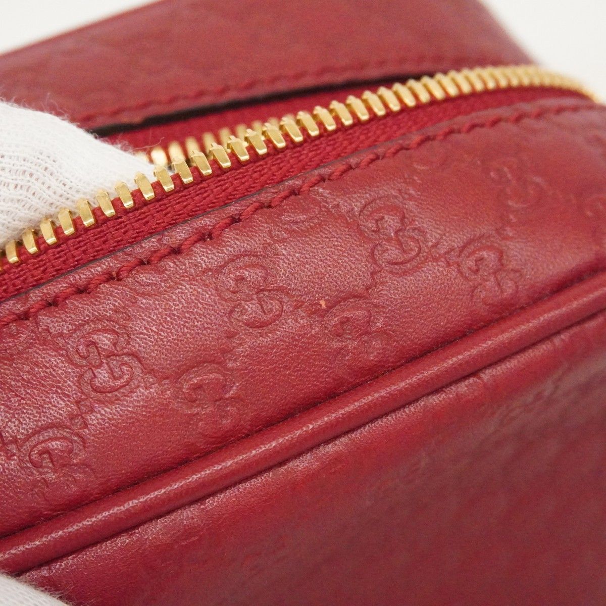 Gucci Shoulder Bag Micro Guccissima Leather Red Chien Pants Gold — view 8