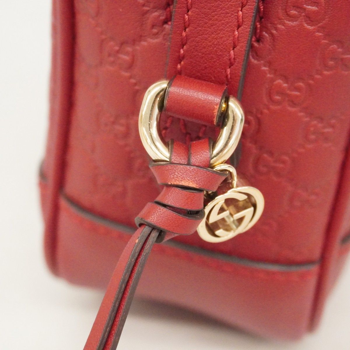 Gucci Shoulder Bag Micro Guccissima Leather Red Chien Pants Gold — view 9
