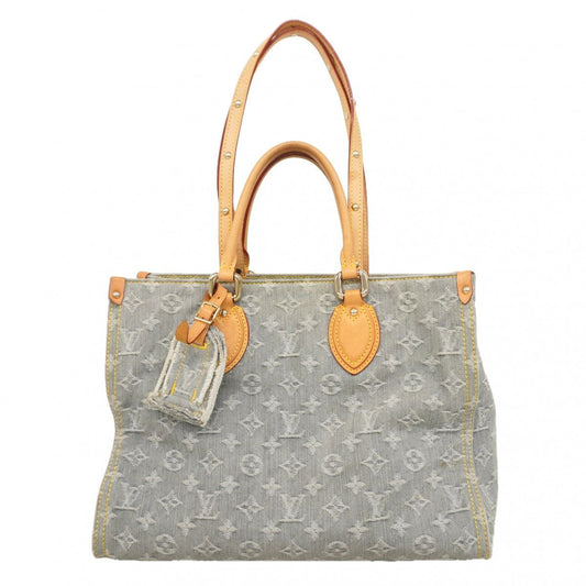 Louis Vuitton Handbag Monogram Denim On The Go MM Washed Gray 2-Way
